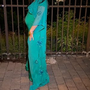 Beaded cape gown very stretchy great condition